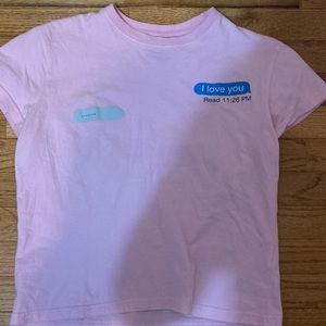 I love you pink crop top- like new